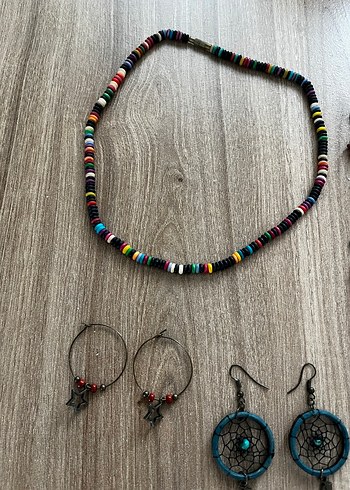 Çok Renkli Bohem Boncuklu Kadın Takı Seti - Görsel 2