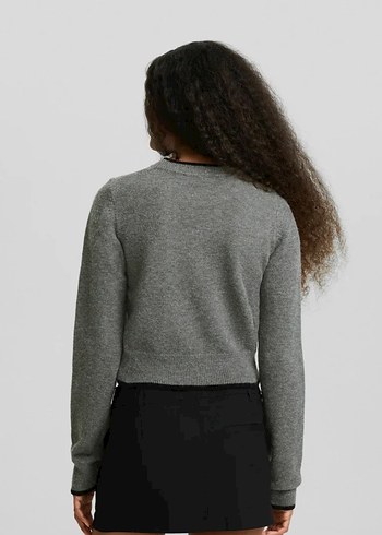 Bershka Gri Kadın Basic Kazak - Görsel 3