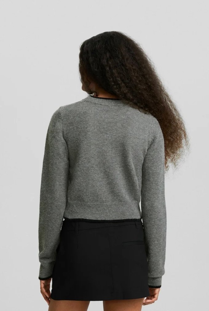 Bershka Gri Kadın Basic Kazak - Görsel 3