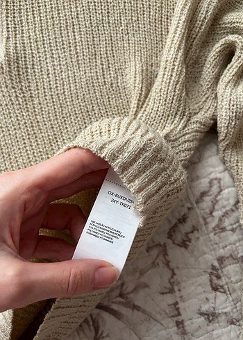 OXXO Bej V Yakalı Triko Kadın Kazak - Görsel 6