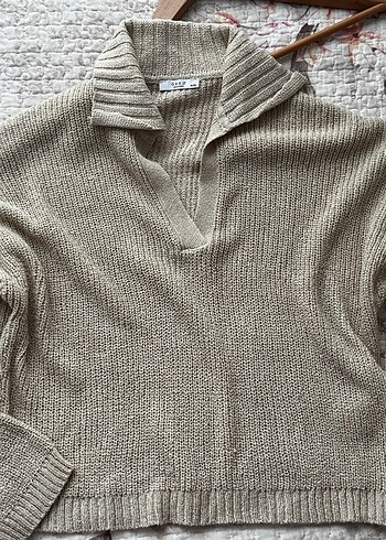 OXXO Bej V Yakalı Triko Kadın Kazak - Görsel 5