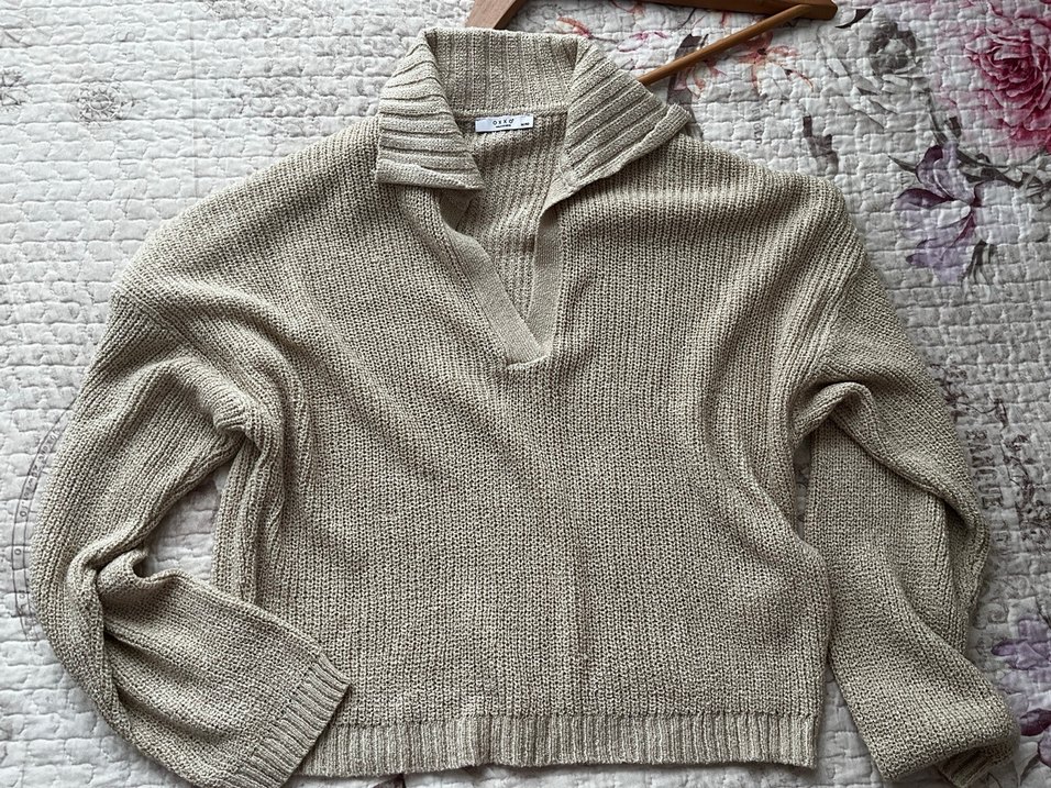 OXXO Bej V Yakalı Triko Kadın Kazak - Görsel 5