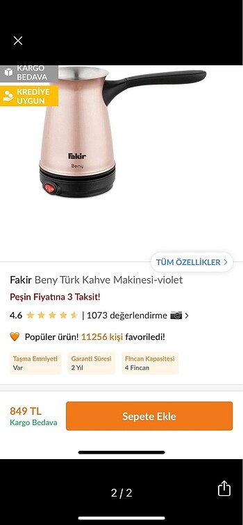 Fakir Fakir beny kahve makinesi elektrikli cezve