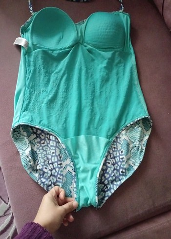 Turkuaz Yılan Desenli Mayo - Görsel 4