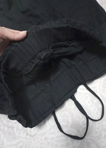 Düğmeli Siyah Rahat Kesim Kadın Kumaş Pantolon - Görsel 3