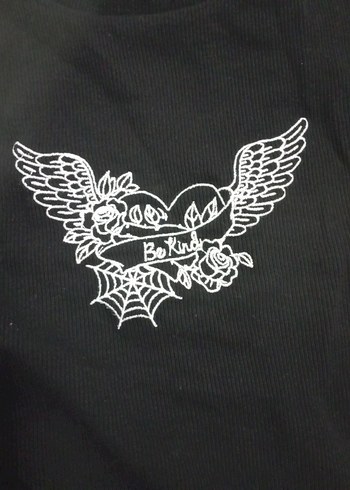 Kız Çocuk Siyah Uzun Kollu Örme Goth Tişört - Görsel 5