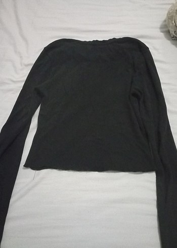 Kız Çocuk Siyah Uzun Kollu Örme Goth Tişört - Görsel 2