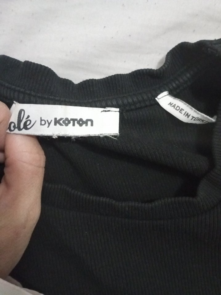 Kız Çocuk Siyah Uzun Kollu Örme Goth Tişört - Görsel 3