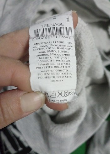 Gri Uzun Kollu New Jersey Baskılı Sweatshirt - Görsel 3