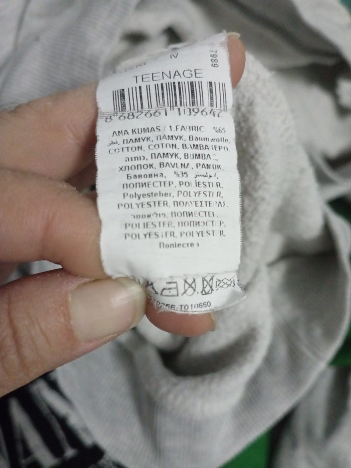 Gri Uzun Kollu New Jersey Baskılı Sweatshirt - Görsel 3