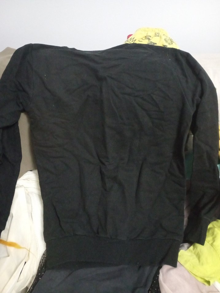 Düğmeli Siyah Kadın Sweatshirt - Görsel 2