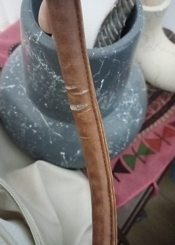 Bej Deri Kadın Çanta Fermuarlı - Görsel 5