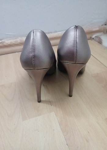 Bej Gri Minimalist Stiletto Topuklu Kadın Ayakkabı - Görsel 2