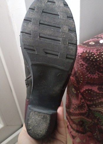 Bordo Deri Gotik Kadın Botlar - Görsel 4