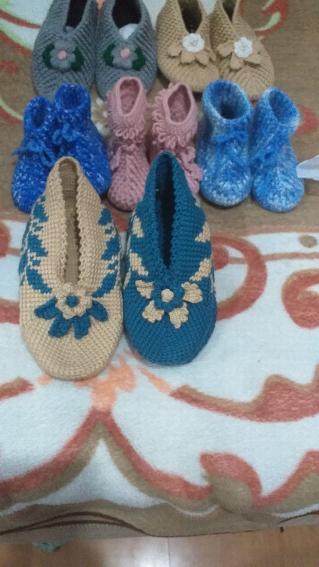 Renkli Nakışlı Örgü Kadın Ev Terlikleri - Görsel 2