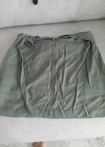 H&M Düğmeli Kısa Haki Mini Etek