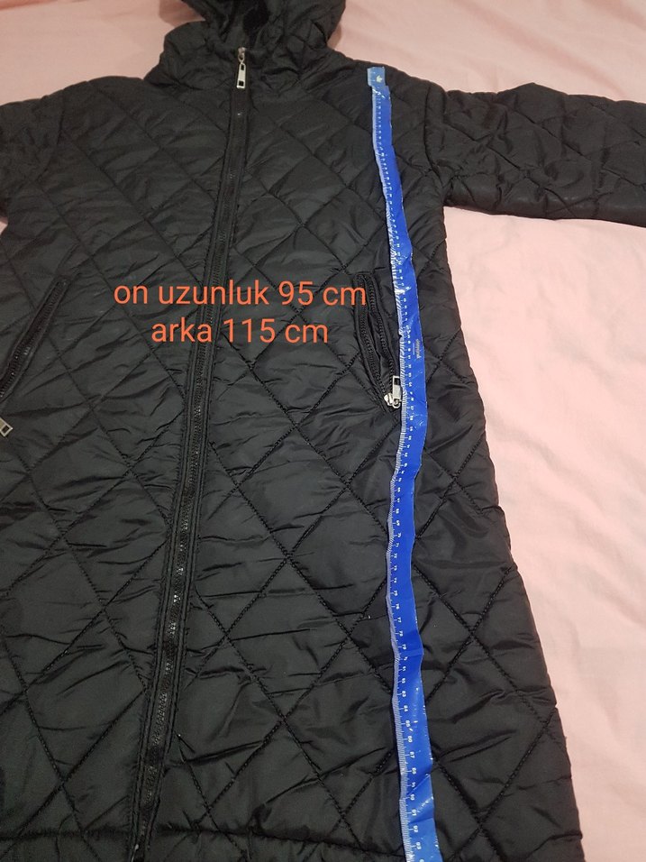 Siyah Fermuarlı Uzun Kadın Mont - Görsel 3