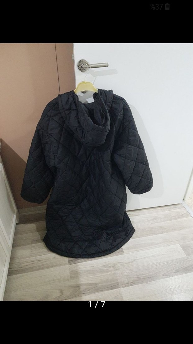 Siyah Fermuarlı Uzun Kadın Mont - Görsel 2