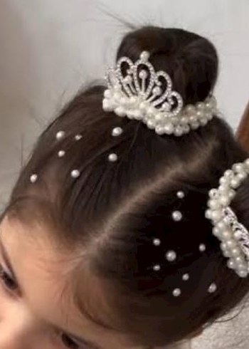 İnci Boncuklu Taç Şeklinde Saç Tokası - Görsel 5