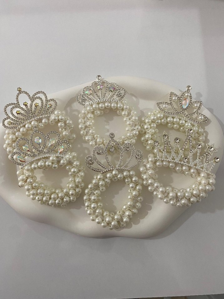 İnci Boncuklu Taç Şeklinde Saç Tokası - Görsel 3