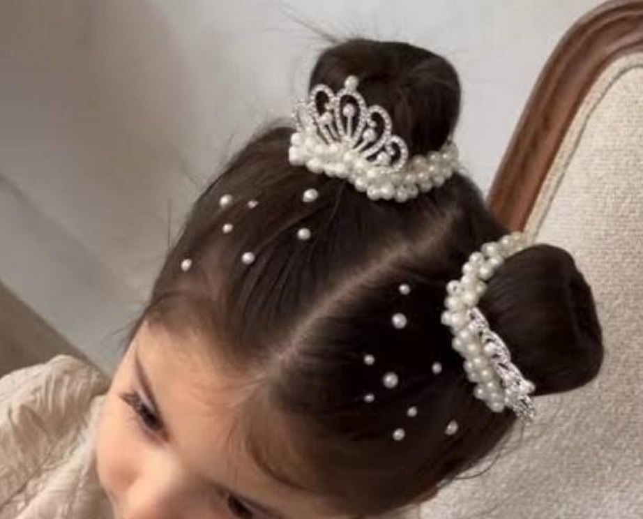 İnci Boncuklu Taç Şeklinde Saç Tokası - Görsel 5