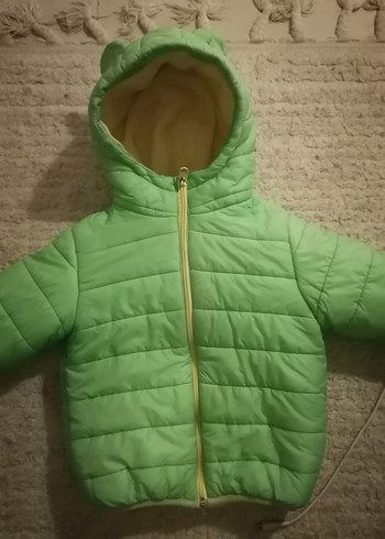 Erkek Çocuk Yeşil Kapüşonlu Fermuarlı Mont - Görsel 4