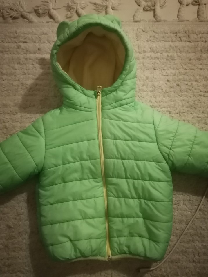 Erkek Çocuk Yeşil Kapüşonlu Fermuarlı Mont - Görsel 4