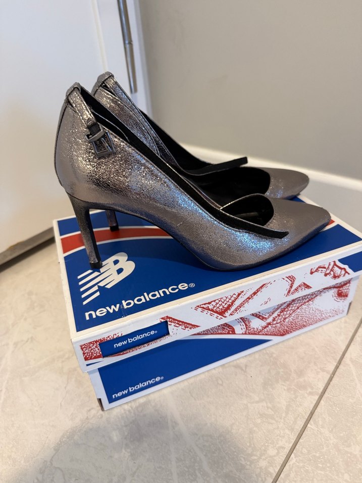 Gri Baskılı Tokalı Stiletto Kadın Ayakkabı - Görsel 4