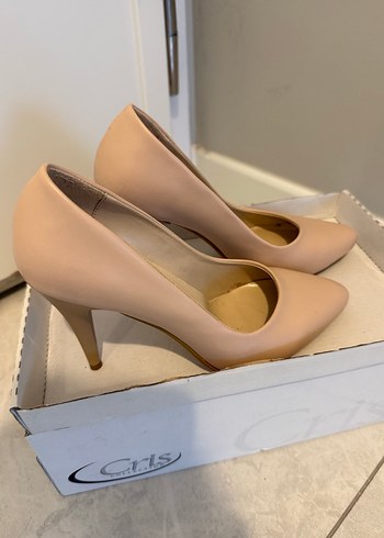 Bej Stiletto Topuklu Kadın Ayakkabı - Görsel 4