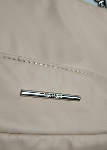 Bej Deri Kadın Omuz Çantası - Görsel 9