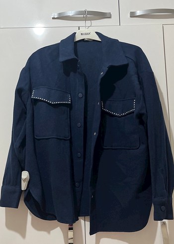 Düğmeli Lacivert Denim Kadın Ceket