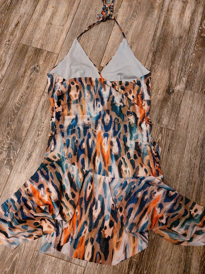 Bohem Uzun V Yakalı Fırfırlı Elbise - Görsel 3