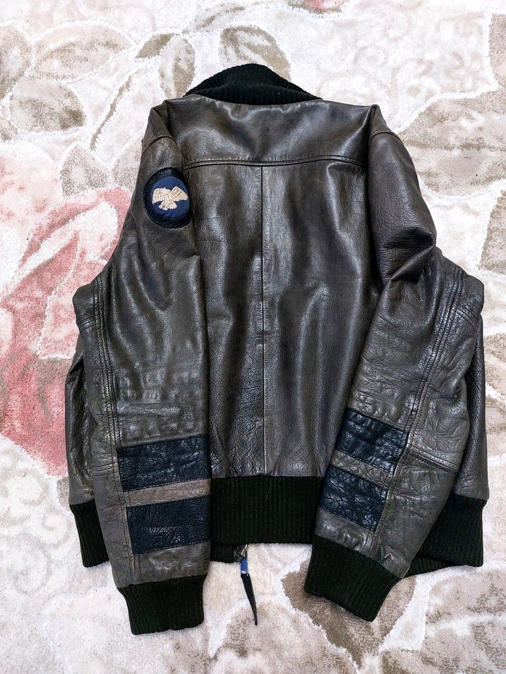 Düğmeli Kahverengi Deri Biker Ceket - Görsel 2