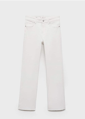 MANGO . Beyaz Kadın Regular Fit Midi Kot Pantolon - Görsel 2