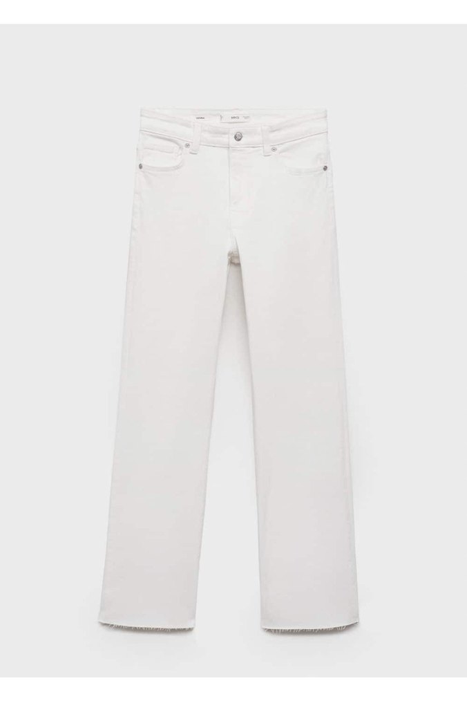 MANGO . Beyaz Kadın Regular Fit Midi Kot Pantolon - Görsel 2