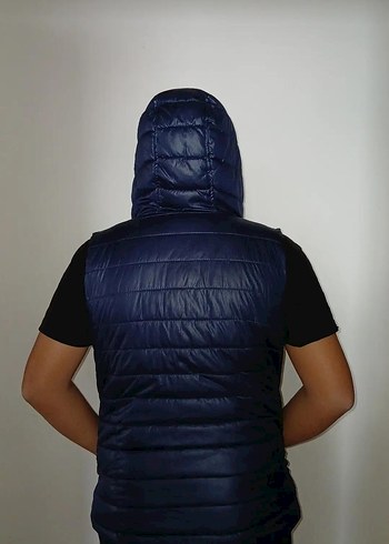Lacivert Kapüşonlu Erkek Yelek - Görsel 2