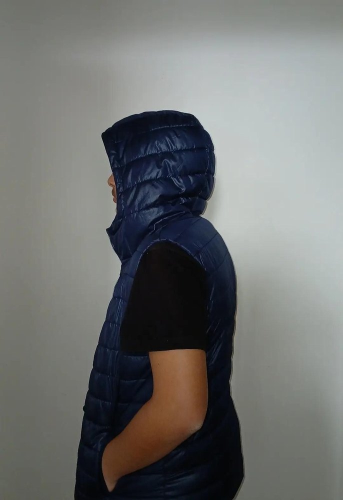 Lacivert Kapüşonlu Erkek Yelek - Görsel 3