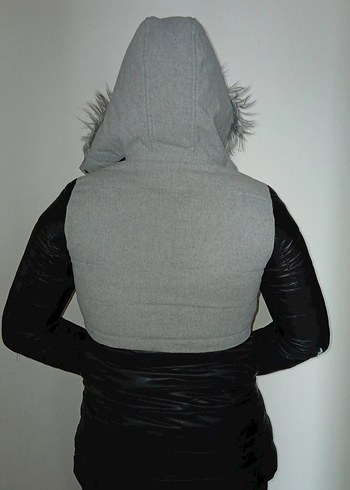 Gri Kadın Kürklü Kış Montu - Görsel 2