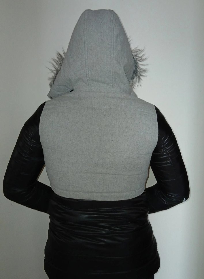 Gri Kadın Kürklü Kış Montu - Görsel 2