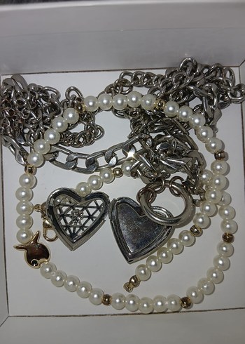 Gri Zincir Detaylı Vintage Midi Kolye - Görsel 2