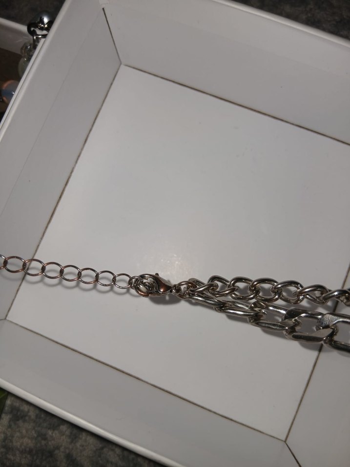 Gri Zincir Detaylı Vintage Midi Kolye - Görsel 4