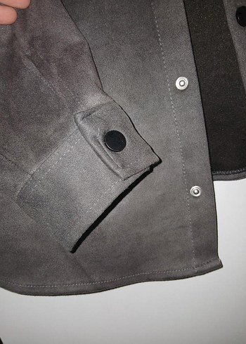 Gri Süet Düğmeli Kadın Ceket - Görsel 4
