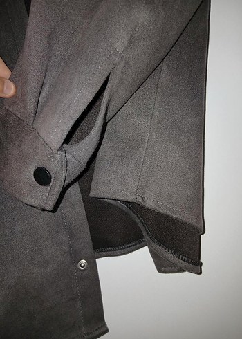 Gri Süet Düğmeli Kadın Ceket - Görsel 5