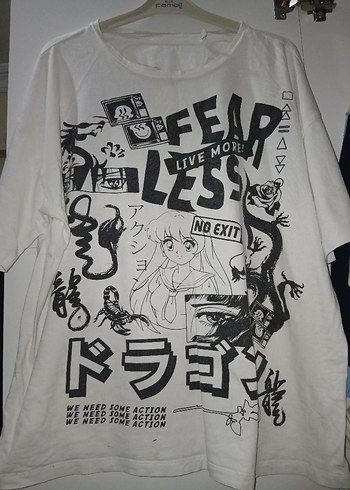 Kız Çocuk Gri Baskılı Straplez Tişört - Görsel 4