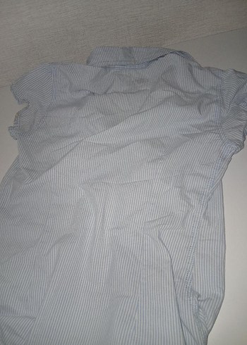 Gri Kısa Kollu Keten Kadın Gömlek - Görsel 3