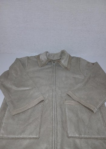 Bej Süet Kadın Ceket Fermuarlı - Görsel 2