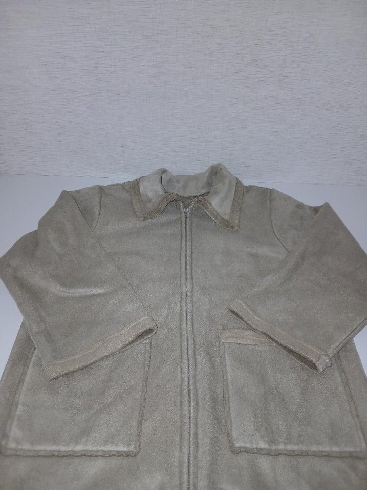 Bej Süet Kadın Ceket Fermuarlı - Görsel 2