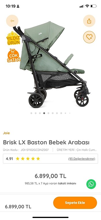 9- 36 kg Beden haki Renk Joie baston Bebek arabasi