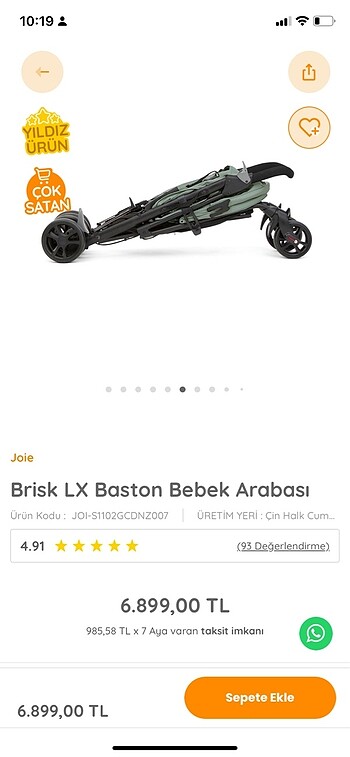 9- 36 kg Beden Joie baston Bebek arabasi