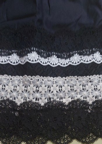 Dantel Detaylı Siyah Midi etek - Görsel 2